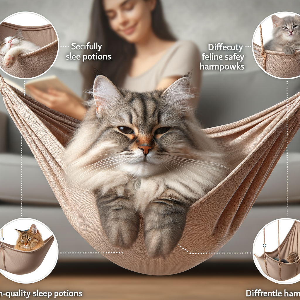 Content cat demonstrating safe sleep habits in a high-quality indoor cat hammock, highlighting cat hammock safety, benefits, and potential risks, perfect for cat hammock reviews and understanding cat sleep positions.